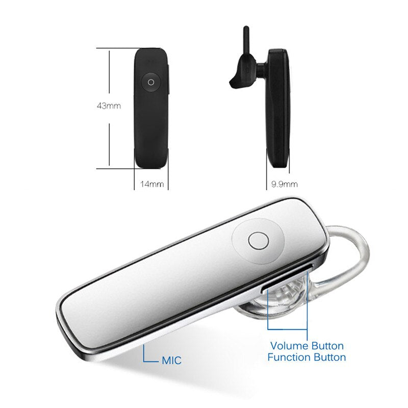 M165 Mini Bluetooth Earphone Stereo Bass Bluetooth Headset Handsfree Earloop Wireless Earpiece With Mic For All Smart Phones
